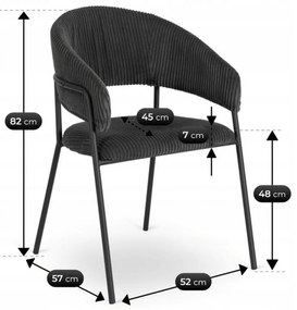 Zestaw Stół Okrągły LINO 100 cm Orzech/Czarny i 4 Krzesła Sztruksowe TINKA Czarne Nowoczesne Loft