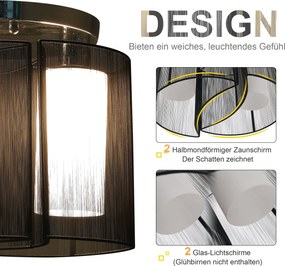 HOMCOM Lampa sufitowa vintage 2 oprawki E27 lampa sufitowa 40 W czarna