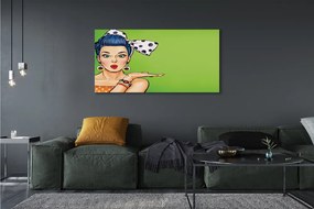 Obraz na płótnie Kobieta z Czerwonymi Ustami i Kokardą