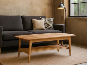 Ława Freja wood 130 cm z półką i szufladą, kolor dębowy olejowany