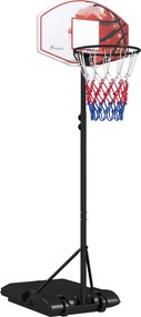 SPORTNOW Kosz do koszykówki na kółkach, wolnostojący, z siatką, duża podstawa, 179-209 cm, Tworzywo sztuczne, Stal