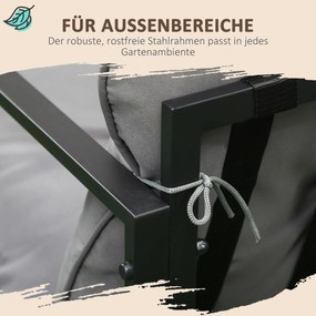 Kanapa zewnętrzna Outsunny stalowa 114x70x67cm szara + czarna - Salon ogrodowy meble ogrodowe | Aosom PL