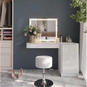 Stół do toalety biały/biały wysoki połysk 120x50.1x76 sherry