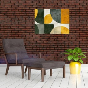 Obraz - Abstrakcja w oliwkowym kolorze (70x50 cm)