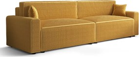 Musztardowa sztruksowa sofa z funkcją spania G3-D78