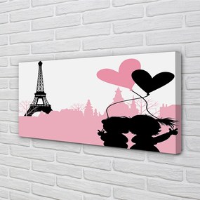 Obraz canvas na ścianę Serca nad Wieżą Eiffla