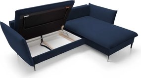 Narożnik GLOSS Prawostronny z funkcją spania, zestaw z poduszkami wolnostojący tkanina RIVIERA 96 Ciemny szary WERSAL