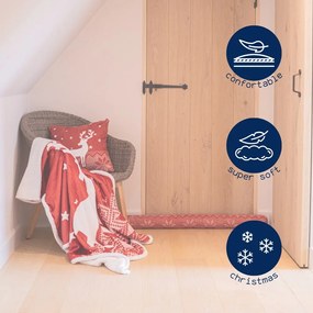 Czerwony koc ze świątecznym motywem z materiału sherpa 130x150 cm – Tiseco Home Studio