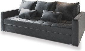 Masseno Sofa SIRO z funkcją spania i pojemnikiem na pościel, Rozkładana sofa - Szary, PAROS 06