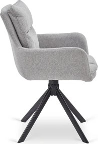 Zestaw Stół Prostokątny Rozkładany HAMPTON 160-240 cm Dąb/Czarny i 4 Krzesła PAUL Szare