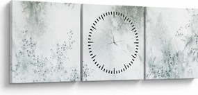 Obraz abstracji liści (z zegarem) (90x30 cm)