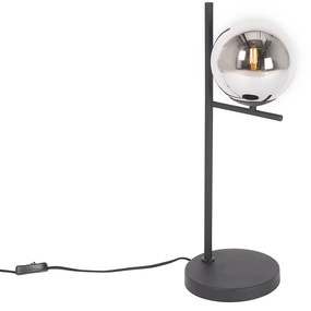 Lampa stołowa art deco czarna i przydymione szkło - FloreDesignerski Oswietlenie wewnetrzne