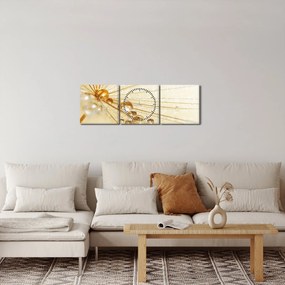 Obraz - Zdjęcie makro mniszka lekarskiego (z zegarem) (90x30 cm)