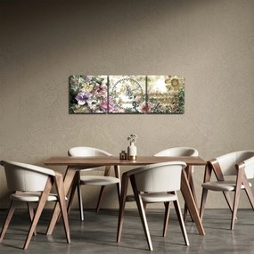 Obraz - Designerskie kwiaty (z zegarem) (90x30 cm)