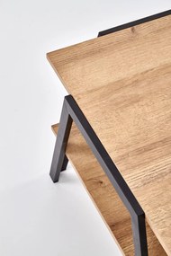 Ława prostokątna dąb złoty/czarna z półką 113/63/45 cm VOLTA