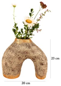 Wazon ceramiczny YL626 Arkina, beżowy/złoty