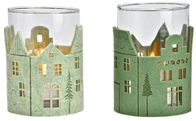 Świecznik szklany GREEN HOUSES 13 cm zielony - różne warianty