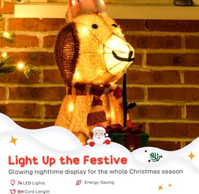 Outsunny Dekoracja świąteczna, podświetlony szczeniak z 74 ciepłymi białymi diodami LED, 64 x 20 x 70 cm, żółty | Aosom PL