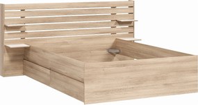 Łóżko 140 x 190/200 cm z 4 szufladami - Kolor: Naturalny - TENALIA II