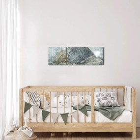 Obraz - Piramidy w niebieskim filtrze (z zegarem) (90x30 cm)