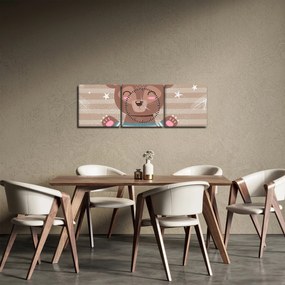 Obraz - Kochający niedźwiadek (z zegarem) (90x30 cm)
