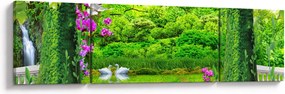 Obraz - Magiczny ogród z łabędziami (170x50 cm)