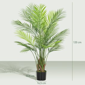 HOMCOM Sztuczna Palma duża 120 cm, Roślina sztuczna w donicy do salonu i biura