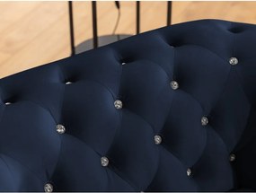 Niebieski aksamitny rozkładany narożnik (lewostronny/w kształcie litery L) York Blik – Ropez