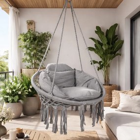 Fotel wiszący Nestio 002, bocianie gniazdo do domu i ogrodu, kolor jasnoszary