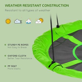 Outsunny Huśtawka gniazdowa zielona odporna na warunki atmosferyczne do 100 kg z regulowanymi linami | Aosom PL