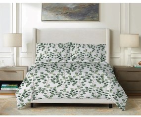 Matex Pościel satynowa Liście eukaliptusa akwarela, 140 x 200 cm, 70 x 90 cm