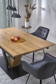 Stół rozkładany FANIS 160(220)x90 dąb naturalny/czarny HALMAR