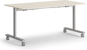 Mobilny stół MATCH, 160x80 cm, szara podstawa, brzoza