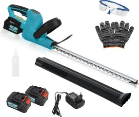 Outsunny Elektryczne nożyce do żywopłotu Akumulatorowe nożyce elektryczne o długości cięcia 51cm, Silnik, Akumulator Niebieski