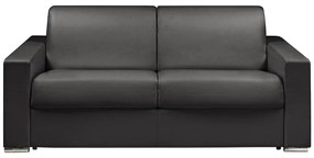 Kanapa 3-osobowa z ekspresowym mechanizmem rozkładania z ekoskóry CALITO - Kolor: czarny - Wymiary miejsca do spania: 140 cm - Materac 18 cm