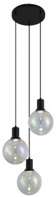 Designerska lampa wisząca czarna z przezroczystym szkłem okrągła 3-punktowa - MallonDesignerski Oswietlenie wewnetrzne