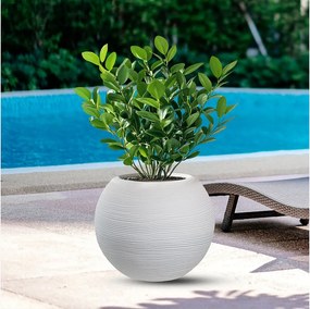 Wazon żywiczny Botticelli Bianco w kształcie kuli, do roślin doniczkowych i ogrodowych, śr. 40x33 cm