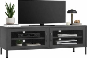 Stalowa szafka RTV w stylu loft antracyt Biały połysk D7-H28