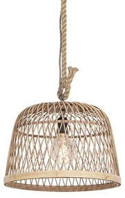 Inteligentna rustykalna lampa wisząca z rattanu w komplecie z żarówką WiFi G125 - Calamus Rustykalny / Vintage Oswietlenie wewnetrzne