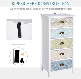 HOMCOM Komoda nowoczesna z 5 szufladami wielokolorowa 46x34x975 cm do salonu sypialni | Aosom PL