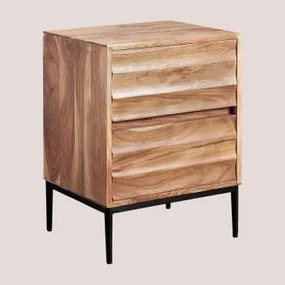 Pack 2 Prostokątnych Stolików Nocnych Z Drewna Akacjowego Petter Akacja Brąz - Sklum