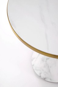 Ława okrągła spiek biały marmur/biały/złoty 50/52 cm TALBI