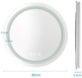 Lustro łazienkowe DOVER 80x80cm srebrne z oświetleniem LED HALMAR
