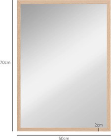 HOMCOM Lusterko ścienne, 50 x 70 cm, ramka w optyce drewna, łatwy montaż, w zestawie śruby