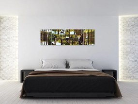 Obraz - Geometryczny kolaż na tle nordyckich lasów (170x50 cm)