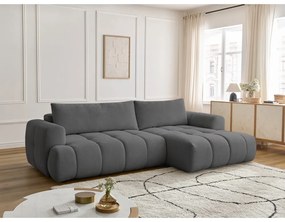 Ciemnoszary rozkładany/ze schowkiem narożnik (prawostronny/z szezlongiem) Fuji – Bobochic Paris