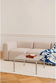 Stolik ze szklanym blatem w kolorze srebra 60x80 cm Uku – noo.ma