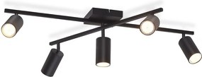 NETTLIFE Czarny reflektor sufitowy, 5-punktowa lampa sufitowa GU10, nowoczesna lampa do salonu, kuchni, sypialni