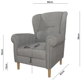 Jasnoszary fotel typu uszak Swan – Ropez