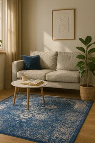 Ciemnogranatowy dywan pokojowy retro K7-A96